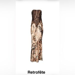 Retrofete Strapless Leopard Print Dress